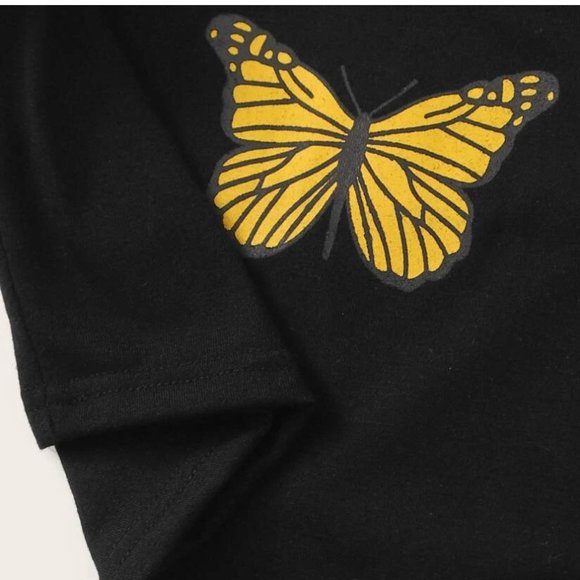 โจHPโจNEW Black Butterfly Print Crop Tank Top - Picture 5 of 5